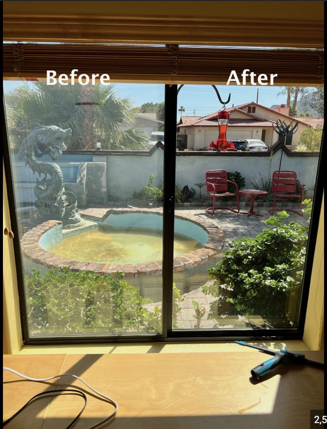 Before and after window cleaning