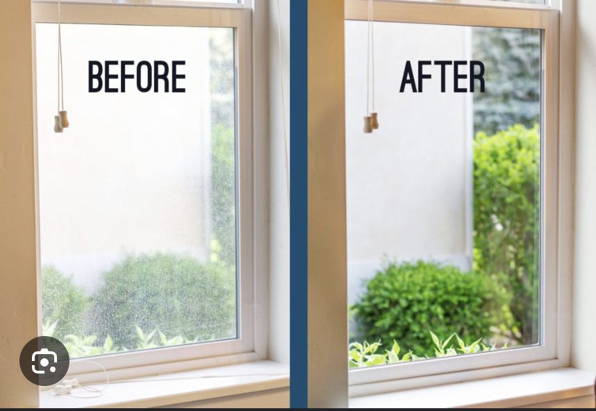 Before and after: a residential window cleaned spot-free